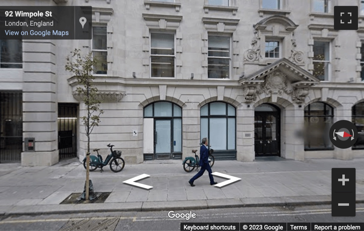 Street View image of 91 Wimpole Street, Central London, W1G